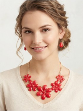 FLORAL STATEMENT NECKLACE AND EARRING SET